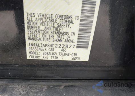 2017 Nissan Altima 2.5 Sr z USA, uszkodzony, nr VIN 1N4AL3AP8HC222827